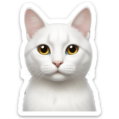 White cat with a black forehead sticker