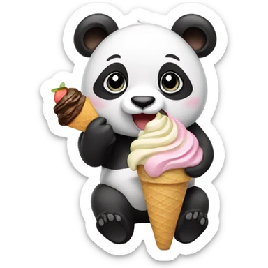 Panda eating ice cream sticker