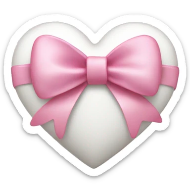 white heart with pink bow sticker