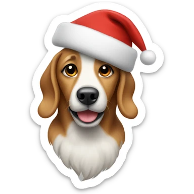 Dog wearing a Christmas hat sticker