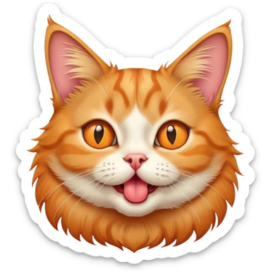 cute cross-eyed cat with tongue sticking out, silly expression sticker