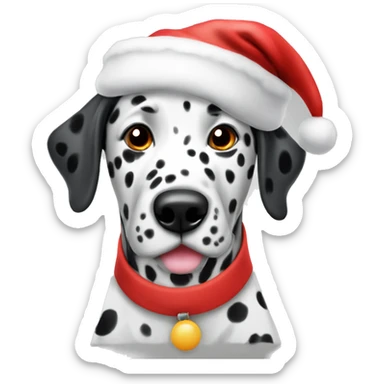 Dalmatian dog wearing Santa hat sticker