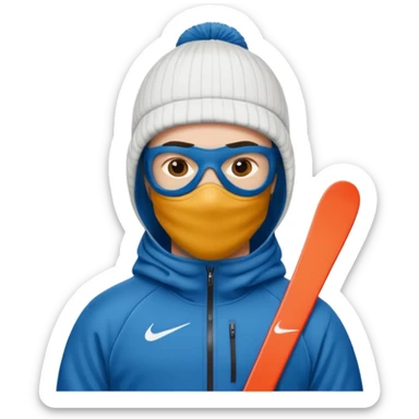 White person wearing a Nike Tex with hood and ski mask sticker