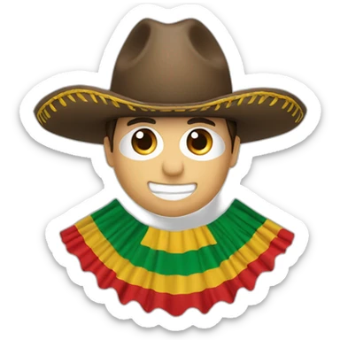 drapeau espagnol avec un chapeau mexicain par dessus sticker
