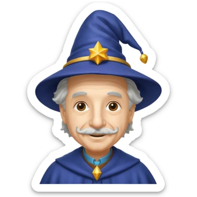 Albert Einstein, wearing wizard hat custome sticker