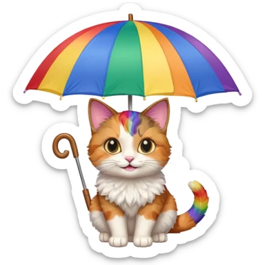 Cat with rainbow umbrella sticker