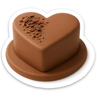 heart-shaped chocolate fondant cake with chocolate shavings, transparent background sticker
