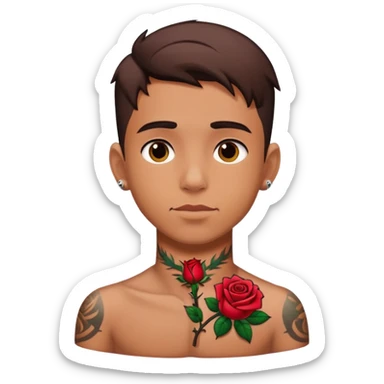 A boy with rose tattoo on his neck  sticker