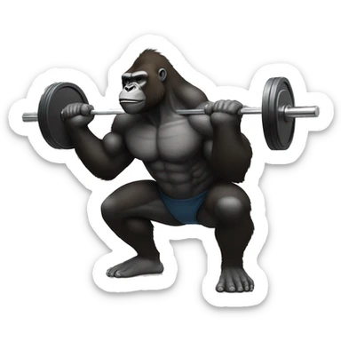 Gym gorilla doing a weighted squats with a barbell sticker