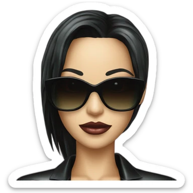 Woman Trinity The Matrix, black haired with sunglasses 2000's, latex shirt sticker