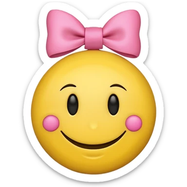 A smiley face with a little pink bow sticker