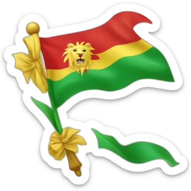 Green yewllow and red flag with lion of judah at the center sticker