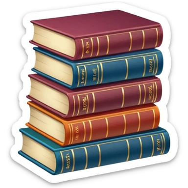 A stack of colorful spellbooks that look like they came out of a fine victorian library sticker