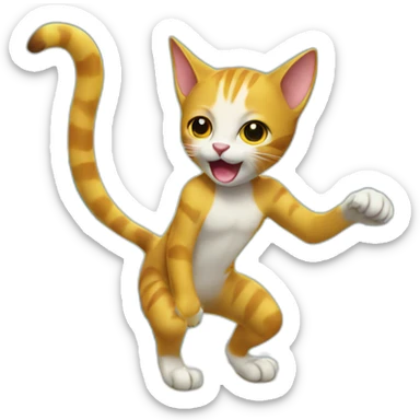 cat surfing with a banana sticker