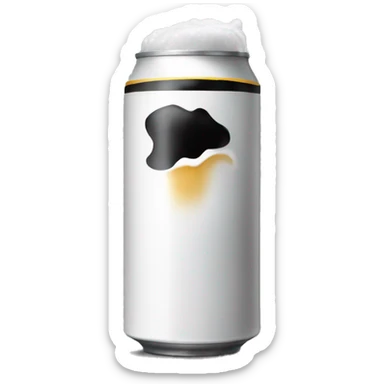 tall white beer can with black wave  sticker