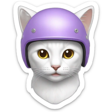 White cat in Lilac helmet sticker