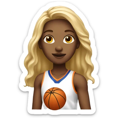 a basketball girl with long blond hair sticker