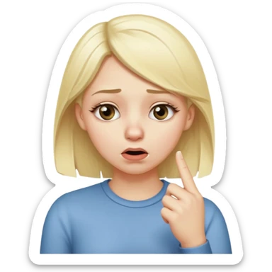 white blonde girl holding her nose with her index finger and thumb because something stinks  sticker