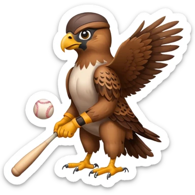 baseball playing hawk sticker