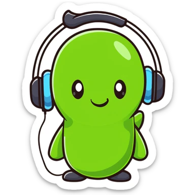 cute green pea wearing headphones sticker