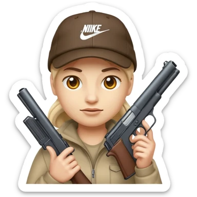 Emoji con arma y gorra Nike sticker