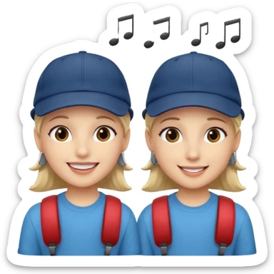 Make me a twins wearing a cap while listening to a song sticker