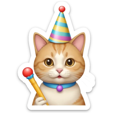 Cat with party hat and party blower sticker