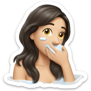 Pretty brunette woman washing her face  sticker