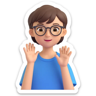 emoji of an 11 year old with glasses, short hair, and a playful expression sticker