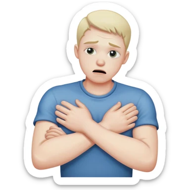 a guy choking himself with crossed arms sticker