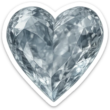 heart with a crystal clear texture, realistic digital art style, no background sticker