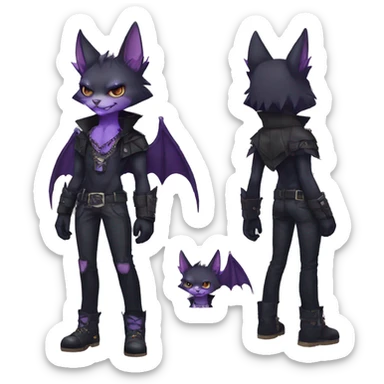 cool edgy black punk Purple nargacuga-bat-cat-Fakemon collar full body sticker