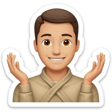 Man with hands gripped around NECK crossed like he is choking while smiling sticker