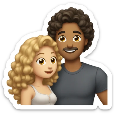 pale long brown-haired man kissing a tan man with curly black hair  sticker