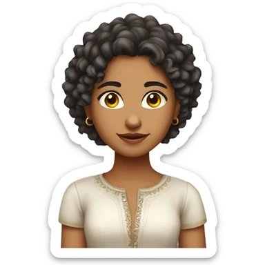 a curly hair girl. indian girl with western outfit. confident, stylish, independent sticker
