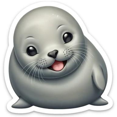 Cinematic Cute Yawning Seal Portrait Emoji, Head tilted slightly with a dramatic, wide-open yawn, showcasing a lustrous, sleek body and half-closed, drowsy eyes exuding cozy contentment, Simplified yet irresistibly adorable features, highly detailed, glowing with a soft, cozy oceanic glow, high shine, relaxed yet expressive, stylized with a dash of whimsical marine charm, soft glowing outline, capturing the essence of a drowsy yet affectionate seal that seems ready to drift out of the screen for a nap! sticker