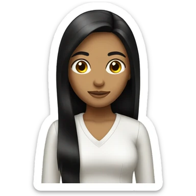 A tan girl with straight long black hair sticker