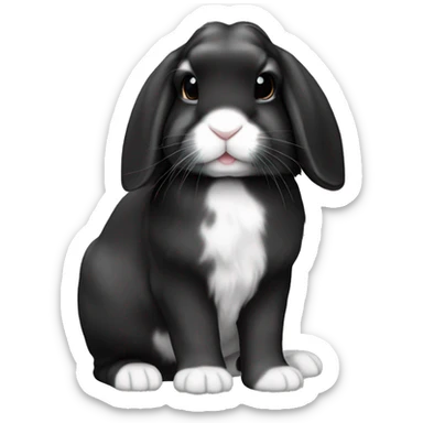 holland lop black rabbit  sticker