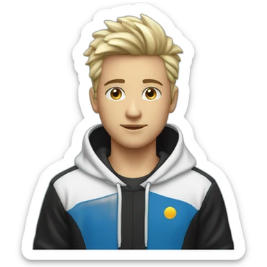 Jeune-garçon-blanc-cheveux-Noir-hoodie-bleu sticker