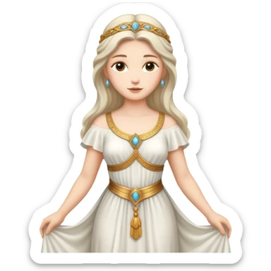 una diosa del siglos muy antiguos, la vestimenta de la diosa esta basada a ese siglo, es muy guapa, estatura normal sticker