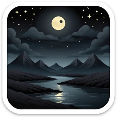 dark and eerie scene, the entire world covered in darkness. The sky is deep black with no stars or light, no moon, no glow just total void and silence. The atmosphere feels ominous and unsettling, as if darkness has swallowed everything. No characters, no visible light sources sticker