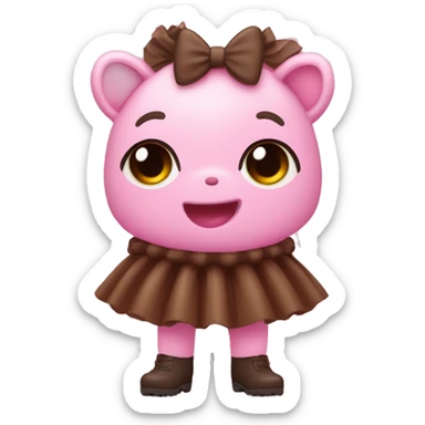 Vaca con tutu rosa y botas marrones  sticker