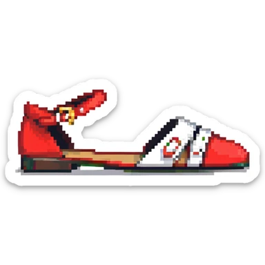 Sonic the Hedgehog's red shoes with white strap and gold buckle sticker