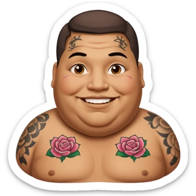 obese man with lots of face tattoo sticker