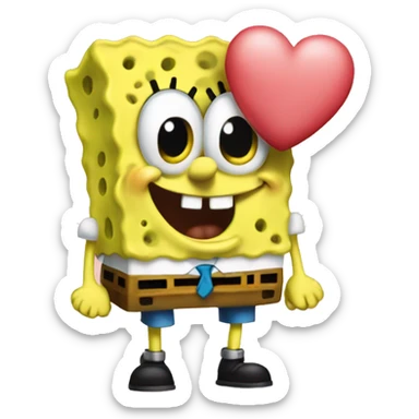 SpongeBob holding a heart sticker