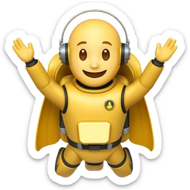create an emoji of a smiley riding a jetpack sticker