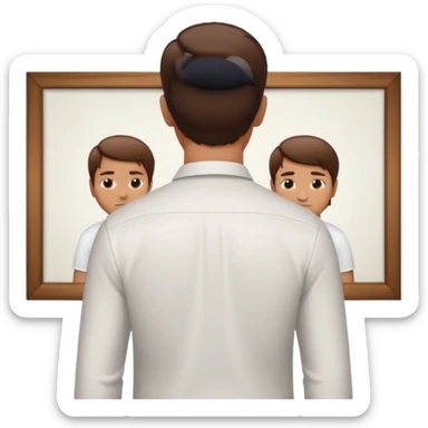 man turning back on artist sticker