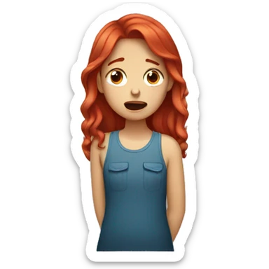 Girl with red hair crying  sticker