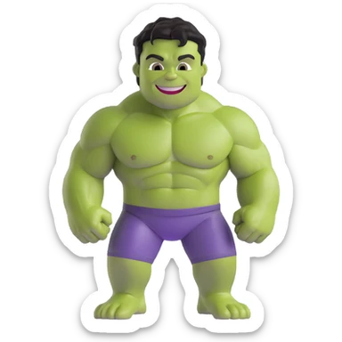 cute friendly hulk superhero smiling for children sticker