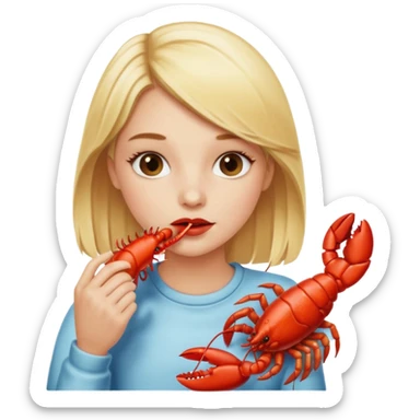 Blonde girl eating lobster  sticker